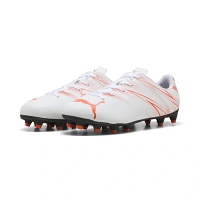 Abbildung von Puma Attacanto FG/AG JR Unisex Fußballschuh Multinocken für Kinder, Größe: 32, White/glowing red Schuhe