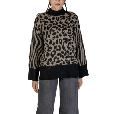 Abbildung von VERO MODA Damen VMMARS LS Highneck Pullover BF Strickpullover, Black/Pattern:W. Silver Mink Melange, Medium