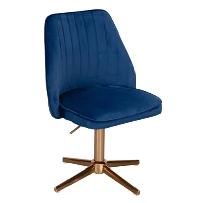 Abbildung von Wohnling Drehstuhl WL6.304 (Samt Blau, Design Schalenstuhl Drehbar mit Lehne), Schreibtischstuhl 120 kg Höhenverstellbar,