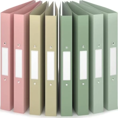 Abbildung von ACROPAQ 8 x Ringbuch A4 Mit 2 Ringen, Rückenetiketten, Rückenbreite 3,5 cm, Erde, Natur Farbkollektion Ringhefter, Ringordner, Ordner Schmal, Ringmappe A4, Schulordner