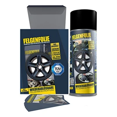 Abbildung von FELGENFOLIE Set 4 x 400 ml matt, schwarz + Sprayboy