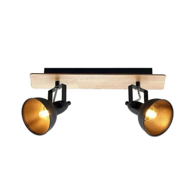 Abbildung von Lindby Aylis Deckenlampe, 2 flg., 40 cm, schwarz, Holz, E14