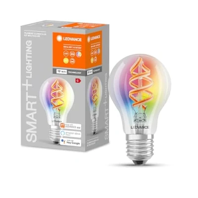 Abbildung von LEDVANCE Smarte LED Lampe mit Wifi Technologie, E27, RGB Farben änderbar, Birnenform, Farbiges Filament als Stimmungslicht, Ersatz für herkömmliche 60W Glühbirnen, steuerbar Alexa, Google &amp; App