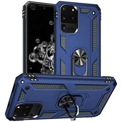 Abbildung von Verco Hybrid Armor Shiel Case für Samsung Galaxy S20 Ultra Hülle, extrem robust mit Magnet Fingerring Halter Handyhülle 5G Panzerhülle, Blau