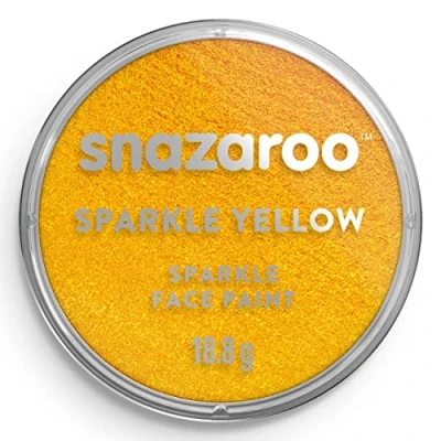 Abbildung von Snazaroo 1118221 Schminkfarbe Schimmernd Gelb, 18ml Topf hautfreundliche Gesichtschminke auf Wasserbasis, wasservermalbar, parabenfrei, Face &amp; Bodypaint Farbe für Kinder Erwachsene