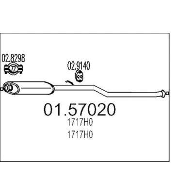 Abbildung von MTS 01.57020 Mittelschalldämpfer 1510 CITROËN: Berlingo / First I Kastenwagen, I, PEUGEOT: Partner Kastenwagen