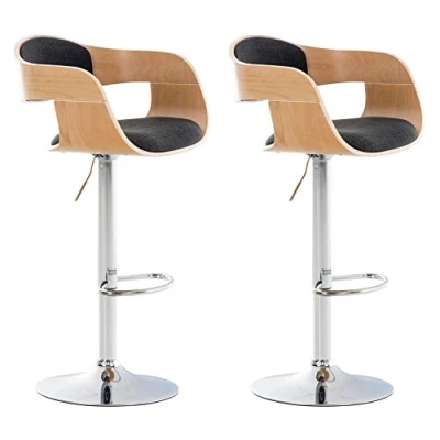 Abbildung von CLP 2er Set Barhocker Kingston Mit Stoffbezug Und Hochwertiger Polsterung I Höhenverstellbare Barstühle Drehbaren Sitzen, Farbe:Natur/dunkelgrau