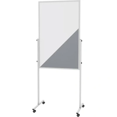 Abbildung von MAUL Moderationstafel MAULsolid 150x120 cm Stabiles Whiteboard mit beidseitiger Nutzung Zwei Teile: Magnetboard und Pinnwand aus Filz Tafel für Büro, Schule, Universität Weiß/Grau