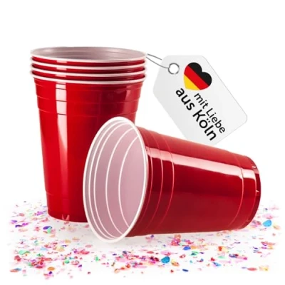Abbildung von Vivaloo Becher Wiederverwendbare Bierpongset Red Cups, Partybecher