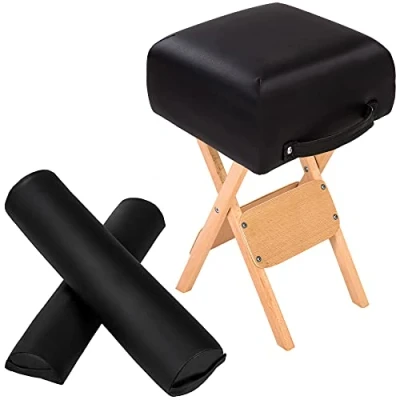 Abbildung von tectake® Hocker + Halbrolle Vollrolle für Massageliege Diverse Farben (Schwarz)