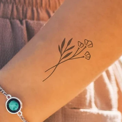Abbildung von Inkster Tattoo Blume vegane &amp; wasserfeste Temporäre Tattoos für Erwachsene EU Kosmetikzertifizierte Farbe revolutionäres 2 Wochen Premium Klebetattoos Fake