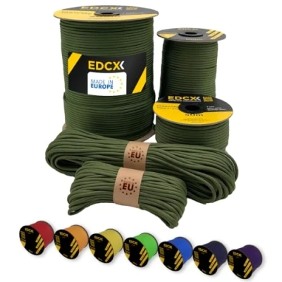 Abbildung von EdcX Paracord 4 mm, 35+ Volltonfarben (10 m, 15 30 50 100 300 m) Ideal zum Basteln, Camping, Outdoor 100% Nylonseil mm Taktische Schnur 550 Typ III (Moss,