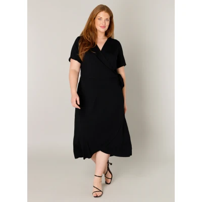 Abbildung von Base Level Curvy Wickelkleid &quot;Abbie&quot;, Weich fließende Viskose Mischqualität