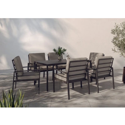 Abbildung von KONIFERA Gartenlounge Set »New Jersey«, (Set, 19 tlg., 6 Sessel, Tisch 80x160x71 cm, inkl. Auflagen), Aluminium/Polyrattan