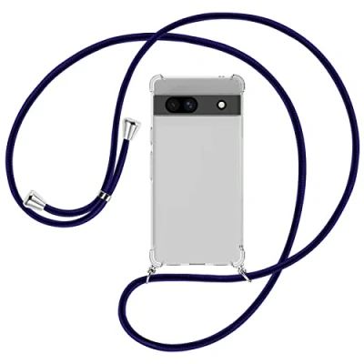 Abbildung von mtb more energy® Handykette kompatibel mit Google Pixel 7a Blue Line Smartphone Hülle zum Umhängen Anti Shock Full TPU Case