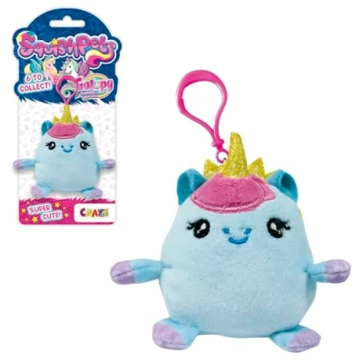 Abbildung von SquishPets Keychain Galupy Rainbow Unicorn Kuscheltier Luna, Einhorn Plüschtier in einem Schlüsselanhänger, 6 cm