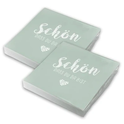 Abbildung von itenga Papierserviette 40x Serviette Schön dass du da bist eukalyptus Set