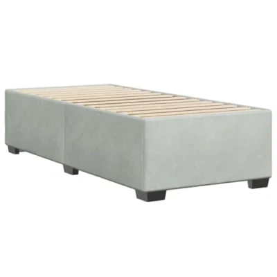 Abbildung von vidaXL Bettgestell, Bettrahmen mit Lattenrost, Einzelbett Polsterbett für Schlafzimmer, Bett Schlafzimmerbett, Hellgrau 90x200cm Samt