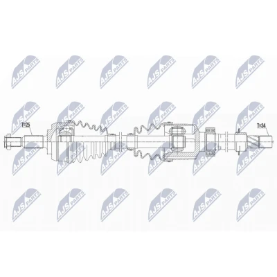 Abbildung von NTY NPW RE 183 Antriebswelle Vorderachse rechts 975 Automatikgetriebe RENAULT: MEGANE 3 Grandtour, Schrägheck, Coupe