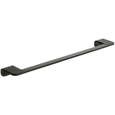 Abbildung von Tatay Handtuchstange aus der Kollektion Onyx, eloxiertem Aluminium, matt schwarz, doppeltes Befestigungssystem, Schrauben und System Glue &amp; Fix, ohne Bohren, Maße: 7 x 3 45 cm