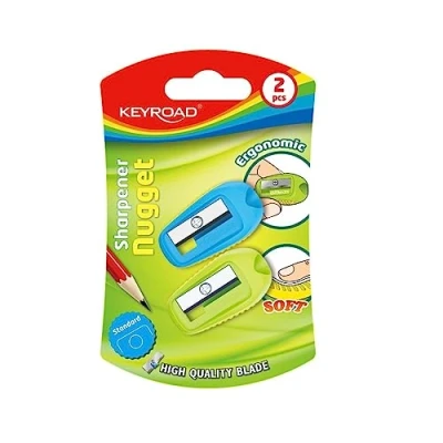 Abbildung von KEYROAD Ergonomischer Anspitzer Einzeln / 2 Stück/Kunststoff/Klingen aus Stahl/von Bleistiften und Buntstiften/Blister Mischfarben/Sharpener Spitzer