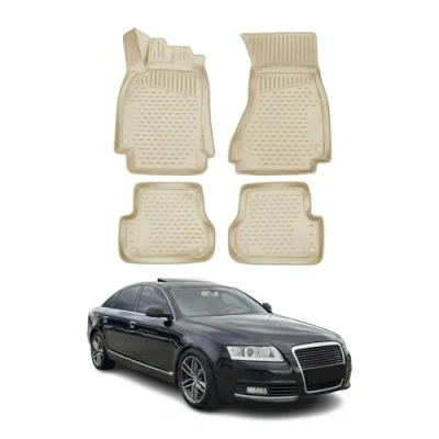 Abbildung von OMAC 1115444BG Fußmattensatz Gummi, TPE (thermoplastischer Elastomer) 4 beige AUDI: A6 C6 Avant, Limousine, Allroad