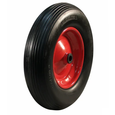 Abbildung von PU Reifen + Rad 4.00x8 Rillen 2.50Ax8 Rollenlager Ø25 NL75 Stahl, Rot TrailerPlus Anhängerersatzteile