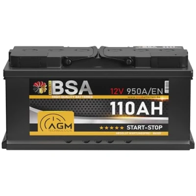 Abbildung von BSA AGM Batterie 12V 110Ah 950A/EN Start Stop Autobatterie VRLA statt 105Ah
