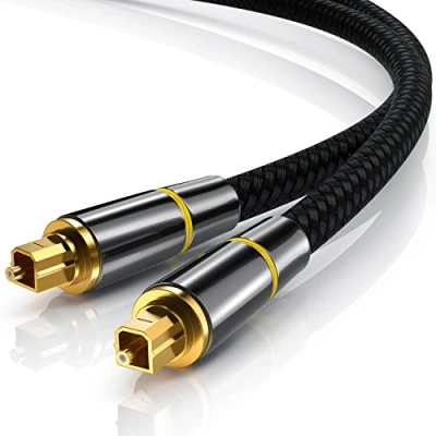 Abbildung von CSL 5m HQ Platinum Toslink optisch digital Kabel S PDIF Audio Aluminium Stecker Nylonummantelt LWL Lichtwellenleiter Home Entertainment HiFi TV Konsolen Media Center