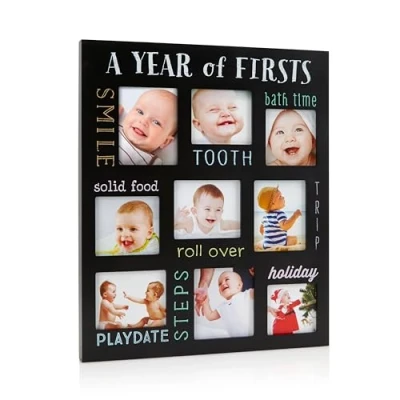 Abbildung von Pearhead Baby&#039;s Firsts Keepsake Picture Frame, Display Photos of Your Favorite Moments from First Tooth to Baby’s Trip, Black