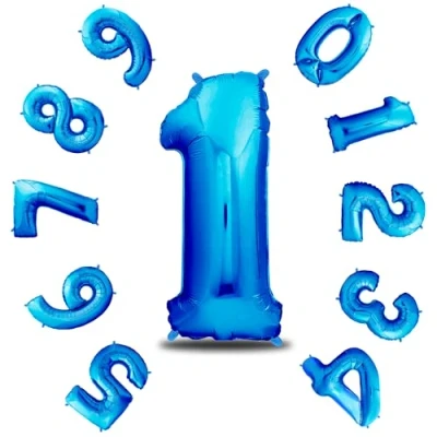 Abbildung von envami® Luftballon Geburtstag XXL Blau Riesen Folienballon in 40&quot; 101cm Geburtstagsdeko Ballon Zahl Deko zum Jungen fliegt mit Helium (Zahl 1)