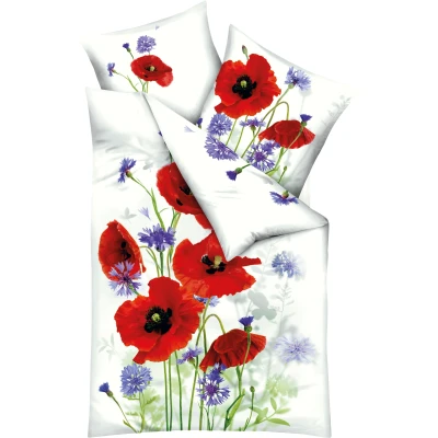 Abbildung von Kaeppel Bettwäsche &quot;Red and Blue&quot;, (2 tlg.), Mit großen Mohnblumen