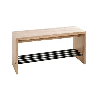 Abbildung von HAKU Möbel Schuhbank Eiche, schwarz, MDF, Metall Maße: B 80 cm x H 40 T 30 cm, Style: Modern