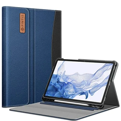 Abbildung von Fintie Hülle für Samsung Galaxy Tab S8 11 Zoll 2022 /S7 2020, Multi Winkel Betrachtung Folio Schutzhülle mit S Pen Halter Dokumentschlitze Auto Schlaf/Wach, Marineblau