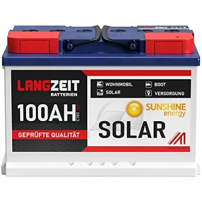 Abbildung von LANGZEIT 100Ah 12V Solarbatterie Boot Marine Wohnmobil Solar Batterie 80Ah