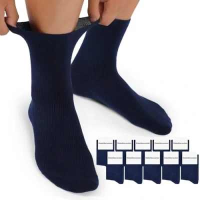 Abbildung von Mowenti Diabetikersocken Herren ohne Naht Gummibund Baumwolle 10 Paar Diabetiker Socken 47 50 Damen Blau Herrensocken Damensocken