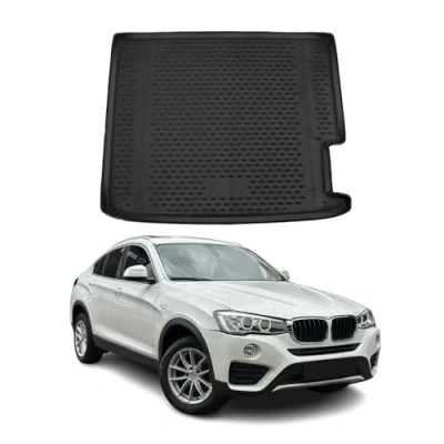 Abbildung von Kofferraummatte Kofferraumwanne kompatibel mit BMW X4 F26 2014 2018 Gummi TPE Schwarz