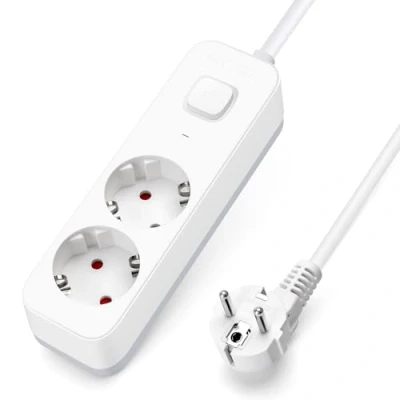 Abbildung von Aigostar Steckdosenleiste 2 fach mit Schalter, Mehrfachsteckdose Kindersicherung, Verteilersteckdose 1.5 m Kabel