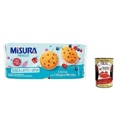 Abbildung von Testpaket Misura Tortine con Ciliegia e Mirtillo und Cioccolata Privolat Törtchen mit Kirsche Heidelbeere ohne Milch Eier 6x 290g + Italian Gourmet polpa 400g