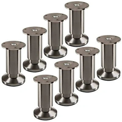 Abbildung von 8 Stück Möbelfüße TERRA Höhe 100 mm Edelstahloptik gebürstet Schrankbeine höhenverstellbar bis max. 15 mm, belastbar 250 kg/je Fuß von SOTECH