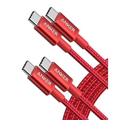 Abbildung von Anker New Nylon USB C auf Kabel, 60W Kabel Doppelpack, 1,8m lang für iPhone 16/15 Serie, MacBook Pro/Air, iPad Galaxy S24, Pixel, Switch und Ladegeräte (Rot)