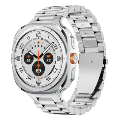 Abbildung von MoKo Metall Armband Kompatibel mit Samsung Galaxy Watch Ultra 47mm (2024) für Damen Herren, Edelstahl Ersatzarmband Band 7 Armband, Silber