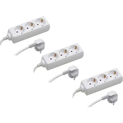 Abbildung von Meister Steckdosenleiste 3 fach 3er Set 5 m Kabel weiß IP20 Innenbereich / Steckerleiste Mehrfachsteckdose Tischsteckdose Tido 7430470