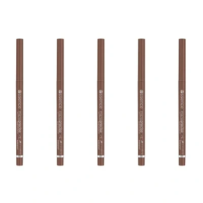 Abbildung von essence micro precise eyebrow pencil, Nr. 02, Braun, langanhaltend, definierend, natürlich, vegan, wasserfest, ohne Mikroplastikpartikel, Parfüm, 5er Pack (5x0.05g)