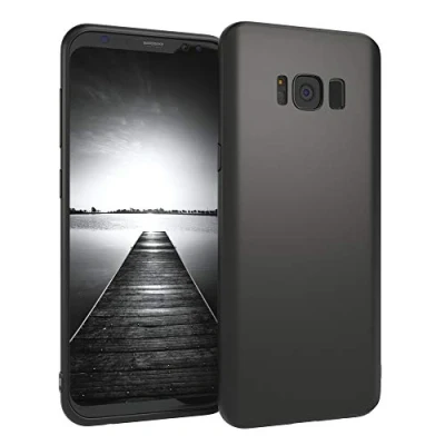 Abbildung von EAZY CASE Handyhülle Silikon mit Kameraschutz kompatibel Samsung Galaxy S8 in schwarz matt, Ultra dünn, Slimcover, Silikonhülle, Hülle, Softcase, Backcover