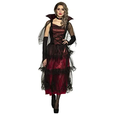 Abbildung von Boland Kostüm für Erwachsene Midnight Vampirin, langes Kleid, Handstulpen und Umhang, Vampir Dame, Set, Karneval, Mottoparty, Halloween