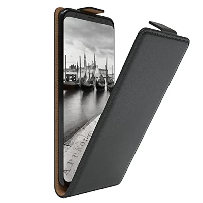 Abbildung von EAZY Case Hülle kompatibel mit Samsung Galaxy S9 Plus Flip Cover zum Aufklappen, Handyhülle aufklappbar, Schutzhülle, Flipcover, Flipcase, Flipstyle vertikal klappbar, Kunstleder, Schwarz