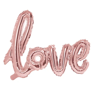 Abbildung von PartyDeco Folienballon Love 73x59cm für Helium Luftballon Schriftzug Hochzeit Liebe Rosegold