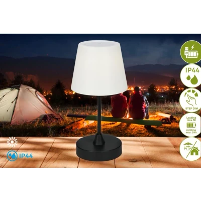Abbildung von Briloner Leuchten LED Außen Tischleuchte 7032 415, Spritzwasserschutz, dimmbar, Touch, USB Aufladung, Akku, fest verbaut, Neutralweiß, Tischlampe kabellos, 30x14,5cm, Schwarz, 3W, Schlafzimmer, Wohnzimmer