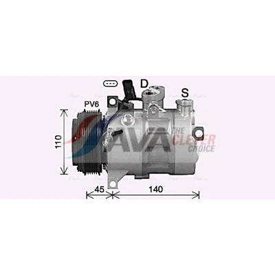 Abbildung von AVA COOLING SYSTEMS MSAK747 Kompressor PXC14 12V PAG 46 R134a mit Kompressoröl, Magnetkupplung, ohne Diode MERCEDES BENZ: V Klasse